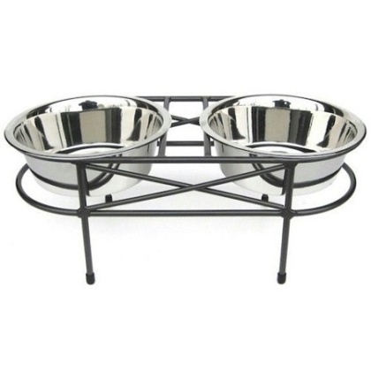 Mesh Elevated Double Dog Bowl - Medium/Black