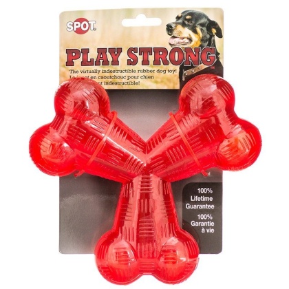 Spot Play Strong Rubber Trident Dog Toy - Red - 6